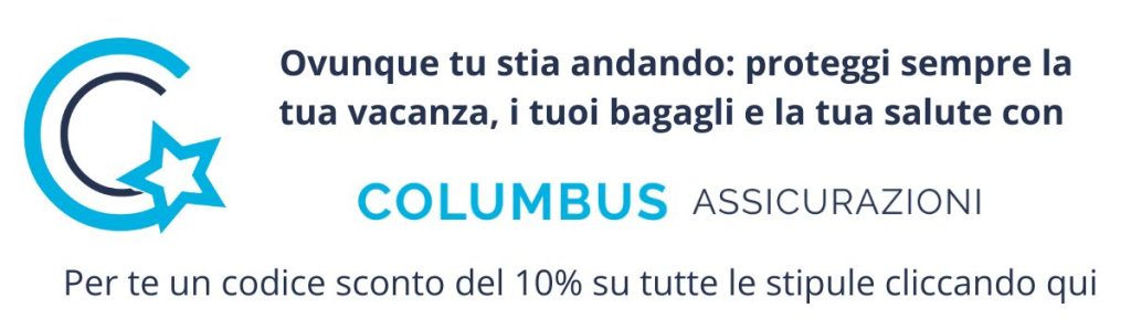 proteggi le tue vacnze con le assicurazioni columbus. per te un codice sconto del 10% su tutte le stipule
