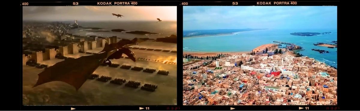 Daenerys guida gli Immacolati fuori da Astapor e si vede lo sfondo marino punteggiato di isole riconducibile all'Oceano Atlantico sulle coste di Essaouira, viene fatto un ampio uso di CGI per mostrare tutta la città (finta) di Astapor a cui vengono aggiunti i draghi.

E con l’immagine di Drogo che vola, si chiude a cerchio questa micro storia che ha come protagonista la città di Essaouira/Astapor nelle puntate del Trono di Spade.
