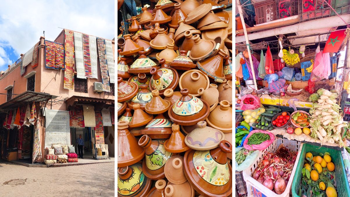 Souk Semmarine
È il souk più famoso e probabilmente quello che quasi tutti attraversano almeno una volta, la zona più famosa e frequentata della Medina. Costituisce una delle arterie principali della Medina e collega l'area di Jemaa el-Fna ai souk più interni. Qui si trova praticamente di tutto: abbigliamento, babbucce, tessuti, lampade, souvenir, spezie e articoli artigianali. È anche una delle zone più affollate e turistiche, ma anche una delle più scenografiche.

Dove si trova: a nord della piazza Jemaa el-Fna, lungo uno dei percorsi principali della Medina.
