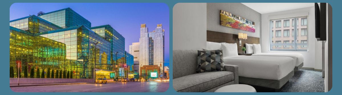 Hyatt Place New York City / Times Square Le camere hanno uno stile contemporaneo ed essenziale, con metrature generalmente comprese tra 19 e 27 m² a seconda della categoria. Alcune dispongono anche di divano letto, ma ti consiglio di controllare attentamente gli spazi disponibili, soprattutto se viaggi in famiglia o con parecchi bagagli. E soprattutto di verificare la configurazione effettiva dei posti letto: non sempre la dicitura relativa a un divano significa automaticamente che sia utilizzabile come letto aggiuntivo.
Tra i suoi punti di forza ci sono la palestra e la possibilità di acquistare snack e bevande nel minimarket aperto 24 ore su 24. Personalmente lo prenderei in considerazione per chi privilegia la praticità rispetto al lusso e desidera una sistemazione in Midtown, senza necessariamente dormire nel cuore di Times Square.