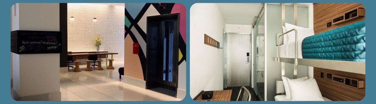 Pod Times Square. negli hotel della catena Pod occorre prestare particolare attenzione alle dimensioni e alla configurazione della camera.
Una delle caratteristiche dei Pod Hotel, infatti, è proprio quella di offrire camere molto compatte, con spazi ridotti e arredi studiati per sfruttare ogni centimetro disponibile. Questo può essere un buon compromesso per chi cerca una sistemazione essenziale, trascorre praticamente tutta la giornata fuori e utilizza l'hotel soprattutto per dormire.